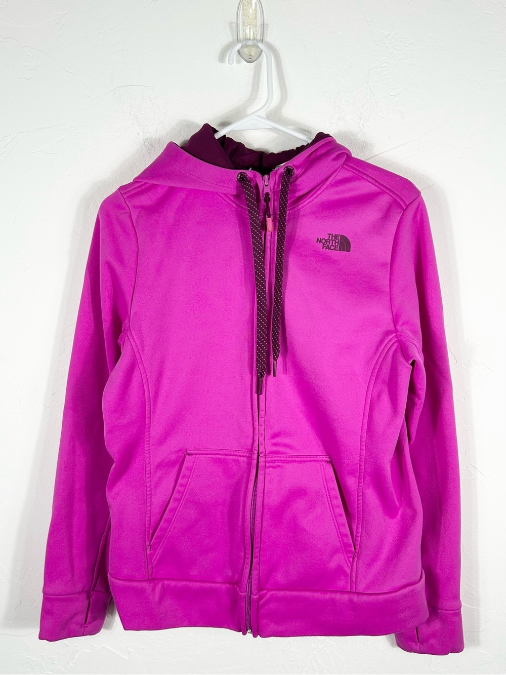 The North Face Women's M Full Zip Fleece Hoodie Magenta Pink Jacket